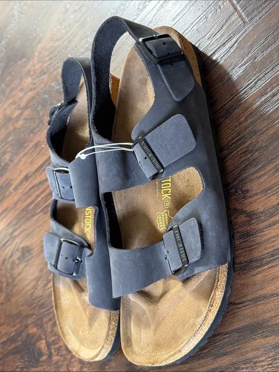 Birkenstock Men\'s Charcoal Two-Strap Nubuck Sandals main image 15